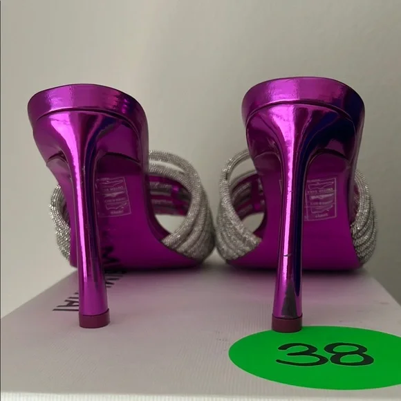 Simkhai Lena Metallic Crystal Strap Heel in Fuchsia - Picture 4 of 6